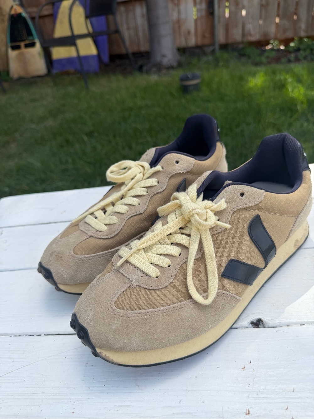 Veja V-10 Style Women’s Sneakers in Beige and Black